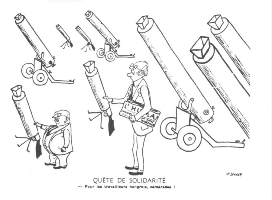1956 17 novembre Le Figaro Dessin de Sennep Quete de Solidarite Hongrie Budapest.jpg